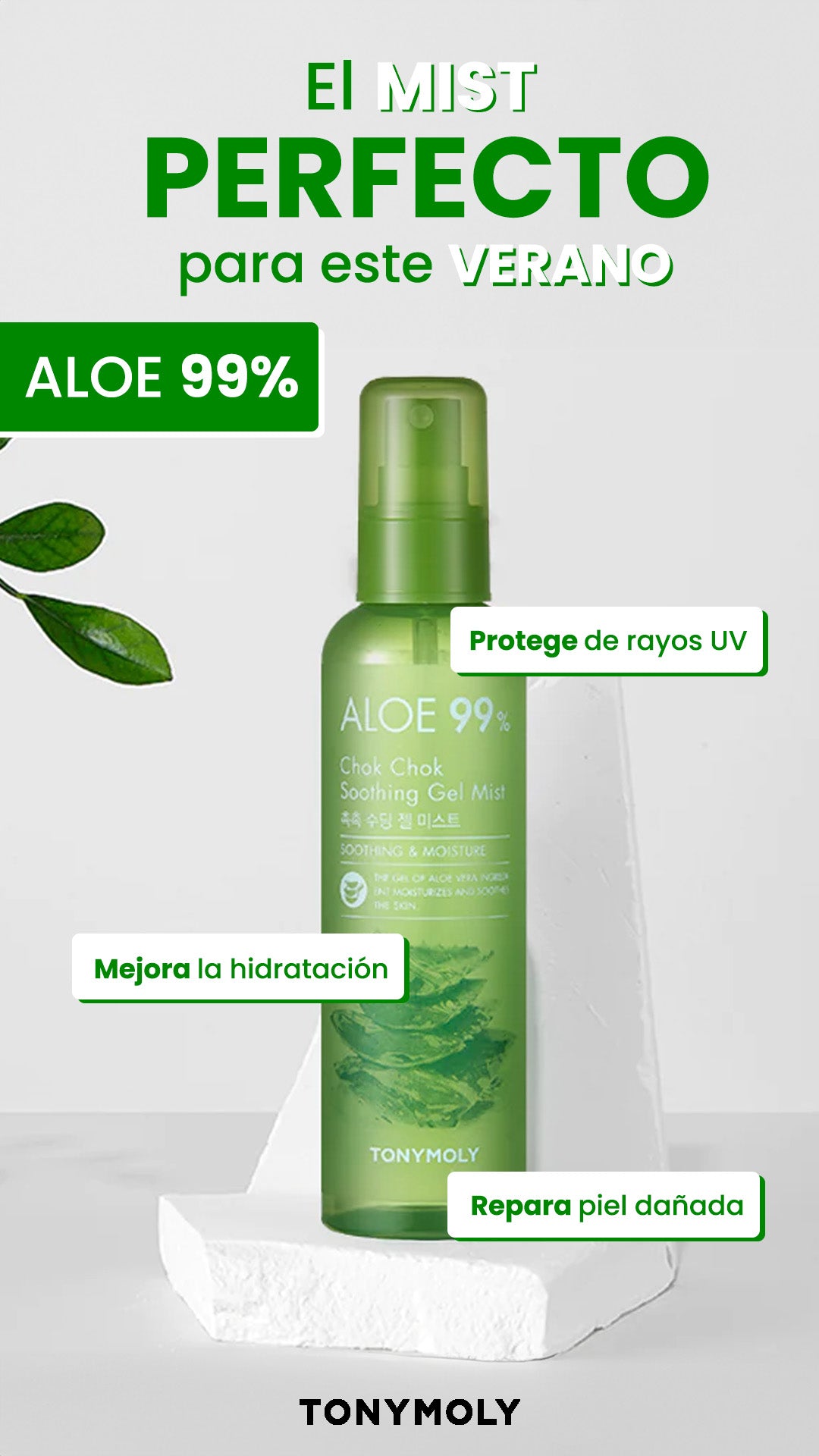 Bruma facial calmante de Aloe vera 93% Chok Chok