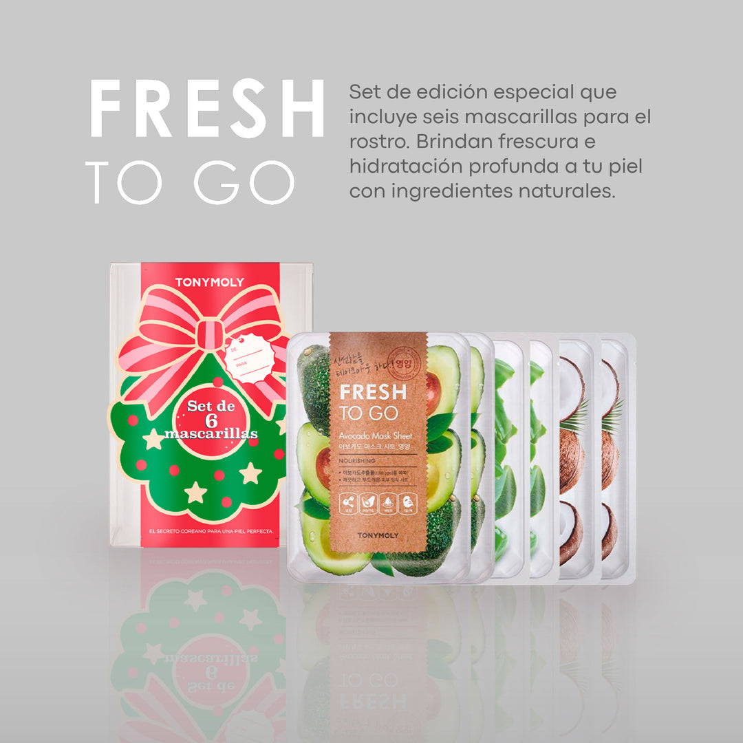 Set Navideño TONYMOLY – Fresh To Go (6 Mascarillas) 🎄✨
