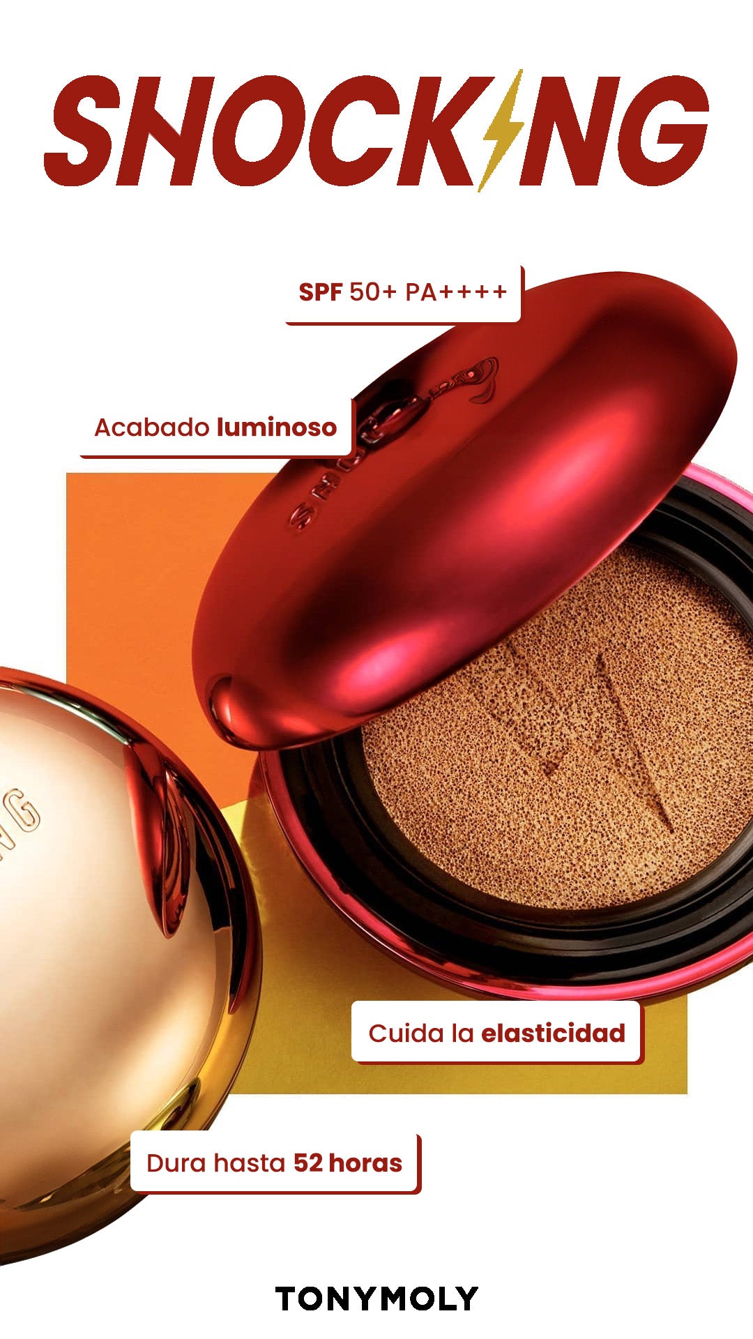 Base de maquillaje en cushion alta cobertura SPF50 + PA++++ The Shocking + sticker de regalo