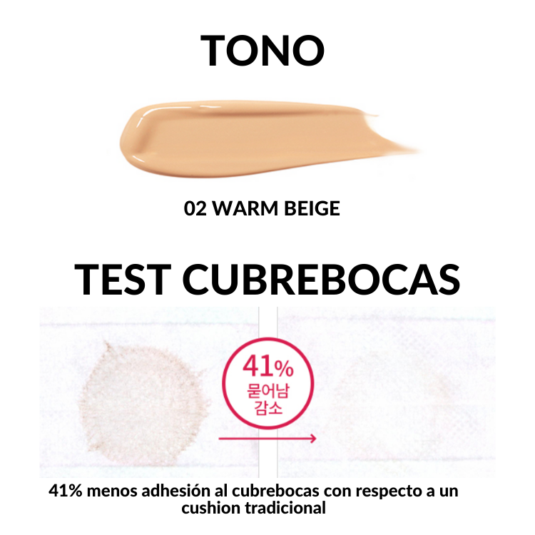 Base de maquillaje en cushion alta cobertura SPF50 + PA++++ The Shocking